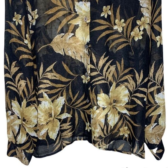 Alfred Dunner Top Blouse Button Down dressy Sheer Collar Size 16P Petite - Picture 4 of 8